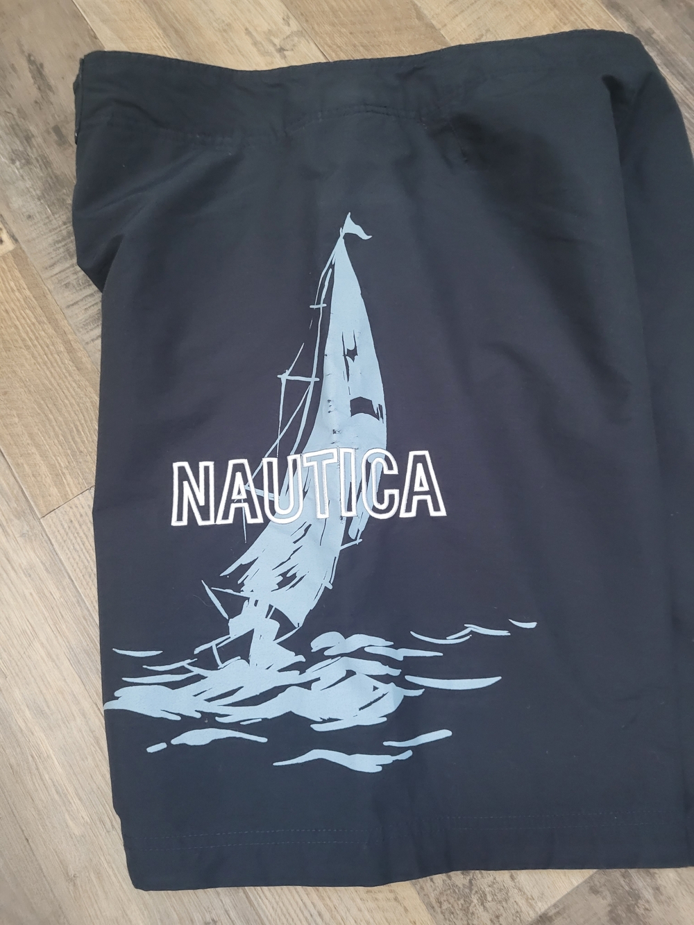 Mens Nautica Size 34 Navy Sailboat Swim Trunks Board Shorts